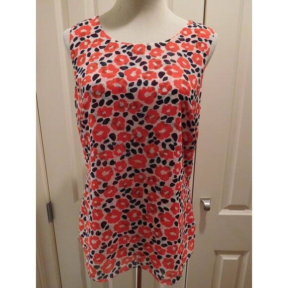 Cabi # 5356 "Flipside Blouse" Floral Print V-Neck Sleeveless Ruffle Blouse SMALL - Picture 2 of 10